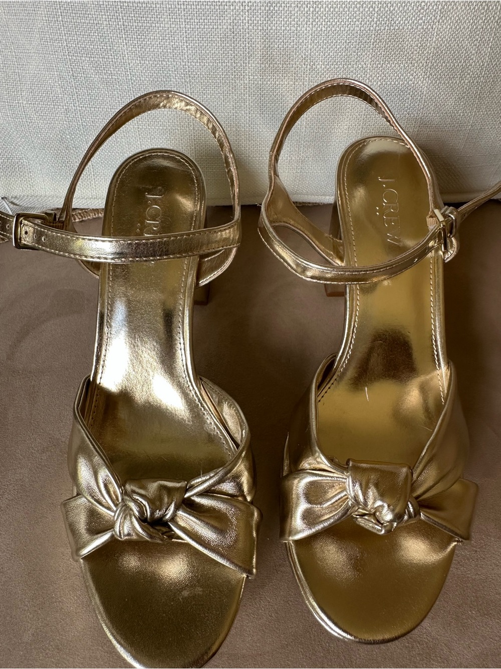 J. Crew Metallic Gold Knotted Platform Heels - Picture 5 of 11